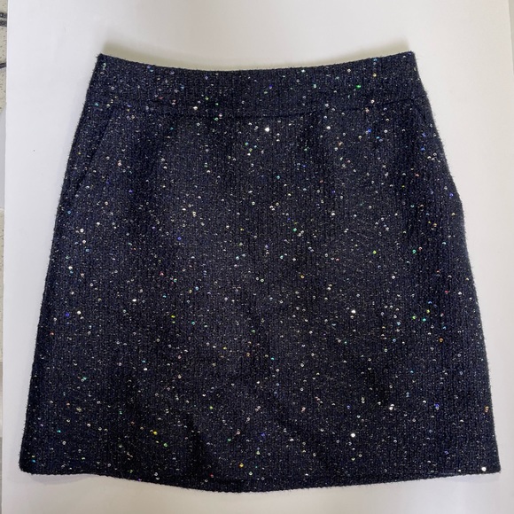 Loft Navy Tweed Skirt with Sequin Detail Size 0 Petite - Picture 6 of 6